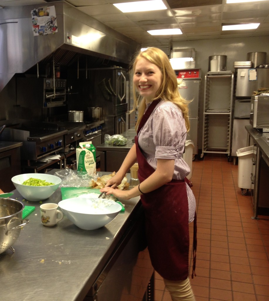 Working a breakfast shift in the Haven's kitchen 